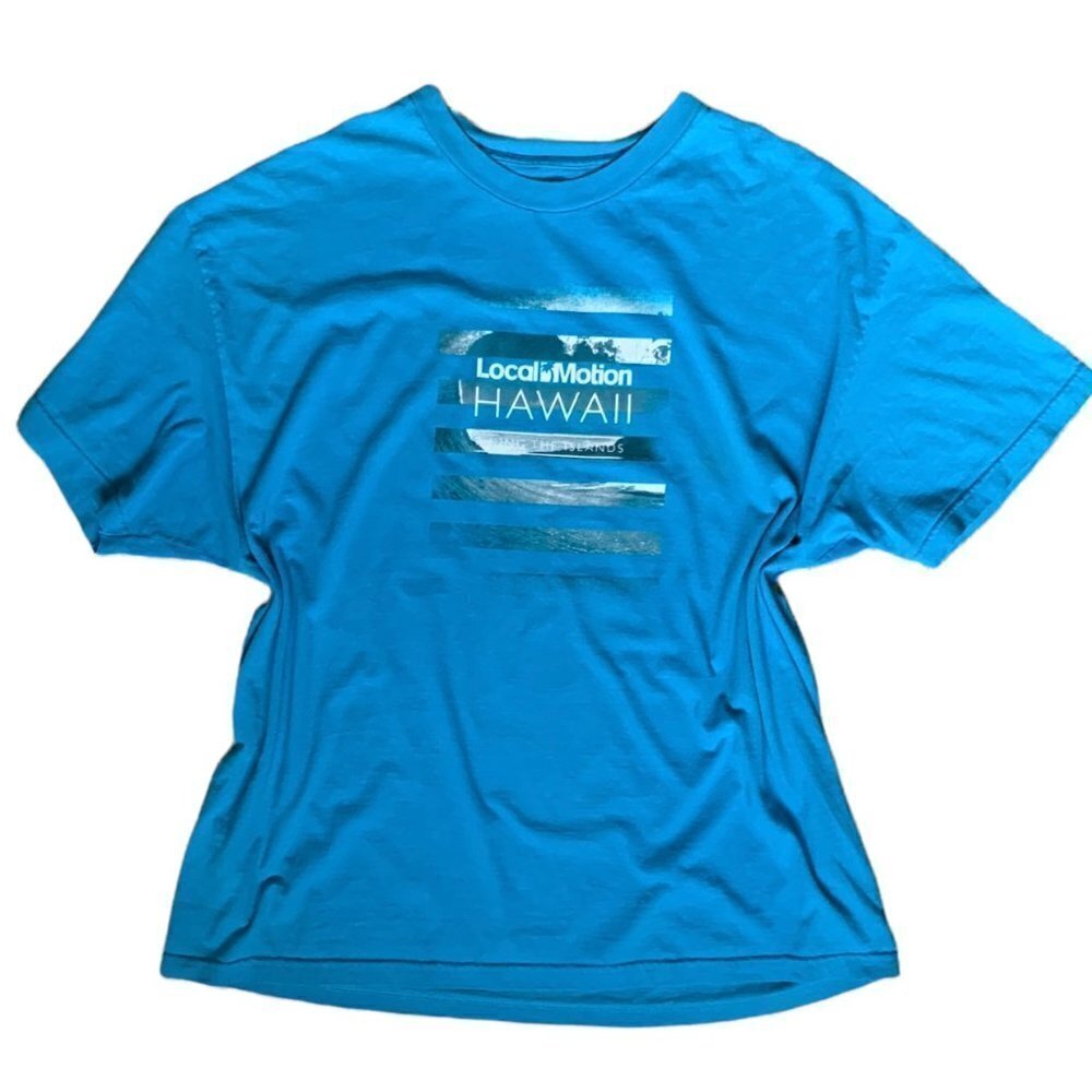 Local Motion Graphic Tee 100% Cotton Hawaii‎ Riding the Islands Sz 2X Blue #40N